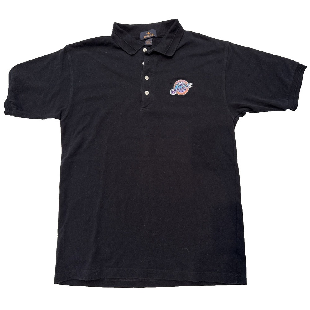NBA Utah Jazz Basketball - Antigua - Black Short Sleeve Polo Shirt - Medium
